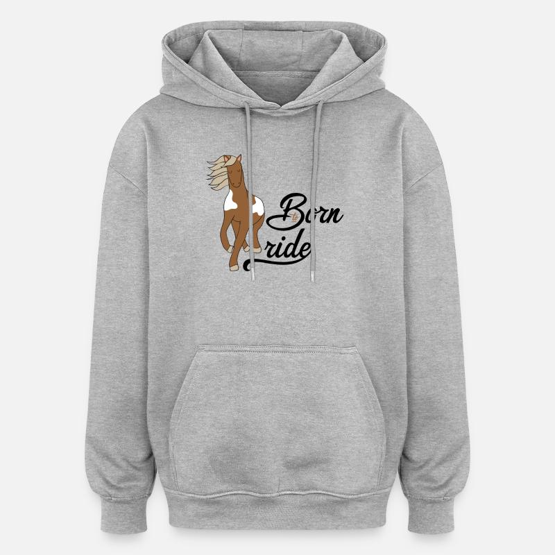 cheval - Sweat à capuche oversize unisexe - gris chiné