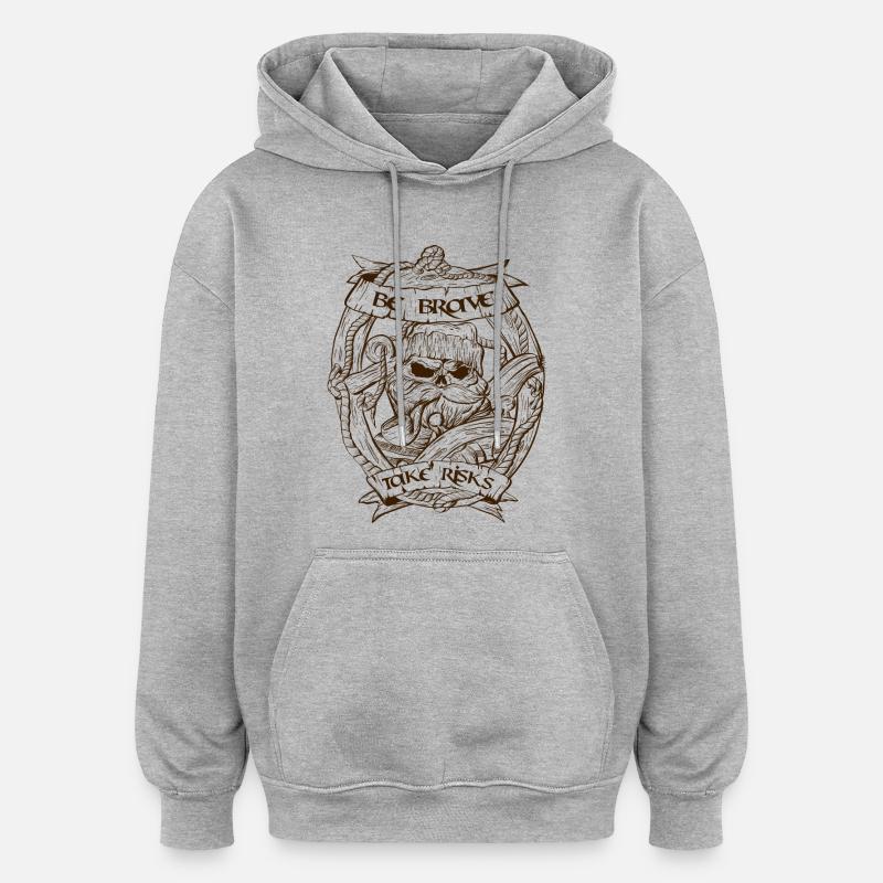 Design Pêcheur scull - Sweat à capuche oversize unisexe - gris chiné