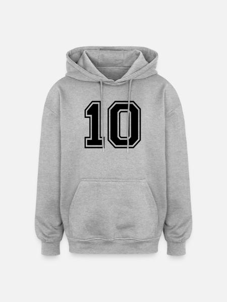 10 - Oversized Unisex Hoodie - Grau meliert