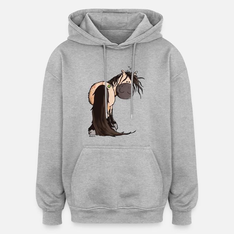 Connemara Cheval - Sweat à capuche oversize unisexe - gris chiné