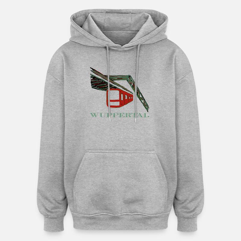 Trains à lévitation - Sweat à capuche oversize unisexe - gris chiné