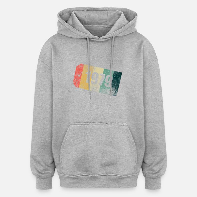 Millésime 1979 Stripe Day Grunge - Sweat à capuche oversize unisexe - gris chiné