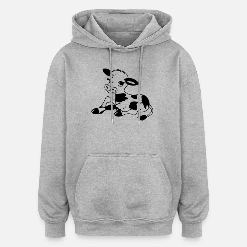 Veau - Sweat à capuche oversize unisexe - gris chiné