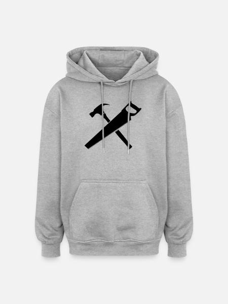 Tools carpenter hammer and saw - Oversized Unisex Hoodie - heather grey