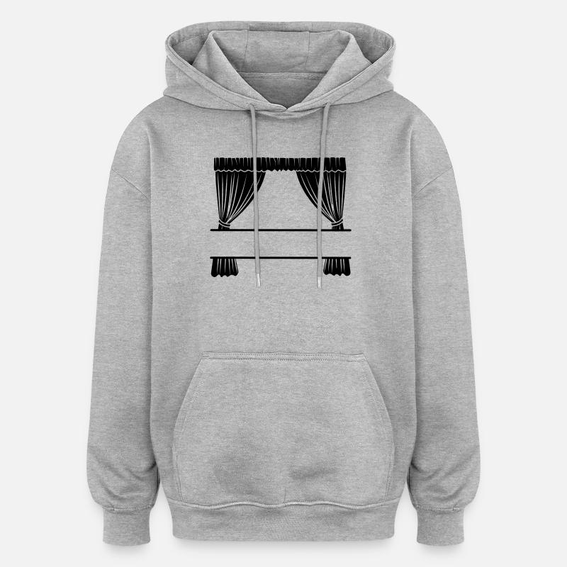 Vorhänge mit Aussparung - Oversized Unisex Hoodie - Grau meliert