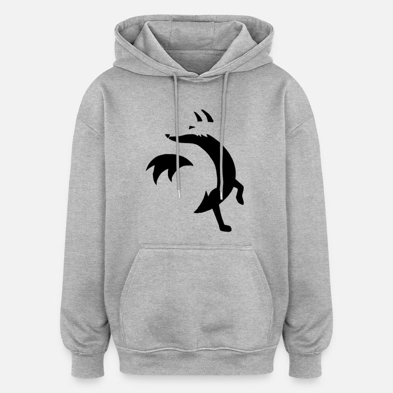 Esquisse du renard noir - Sweat à capuche oversize unisexe - gris chiné