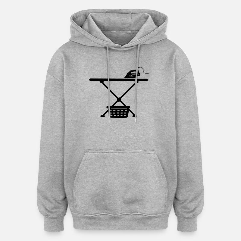 Eisen Srichplak und Wäschekorb - Oversized Unisex Hoodie - Grau meliert