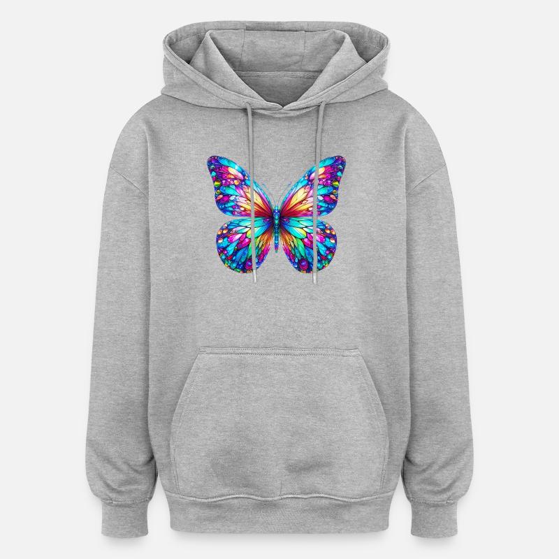 Schmetterling - Oversized Unisex Hoodie - Grau meliert