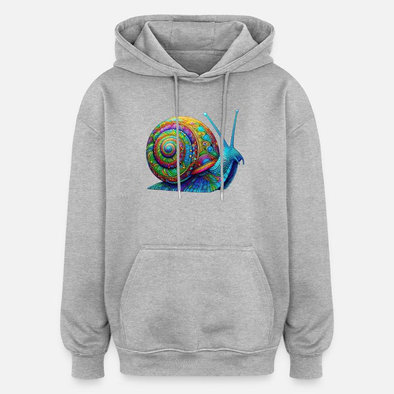 Escargot - Sweat à capuche oversize unisexe - gris chiné