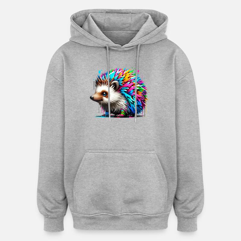 Hedgehog - Oversized Unisex Hoodie - heather grey