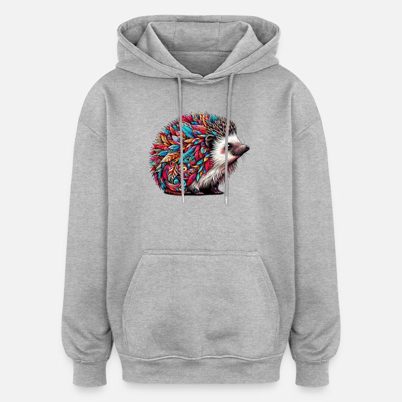Hedgehog - Oversized Unisex Hoodie - heather grey