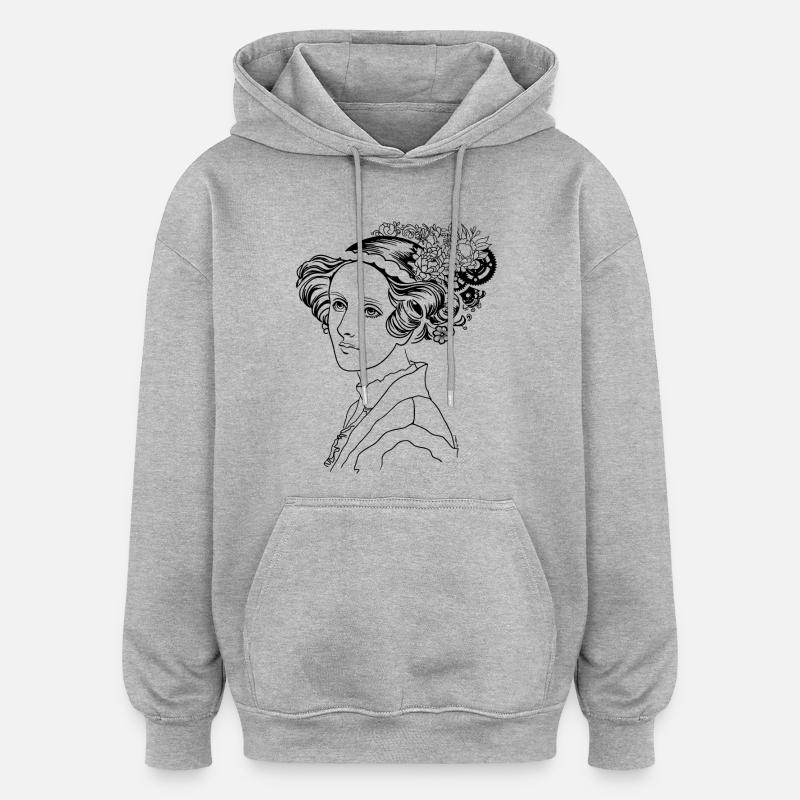 L’élégance d’Ada - Sweat à capuche oversize unisexe - gris chiné