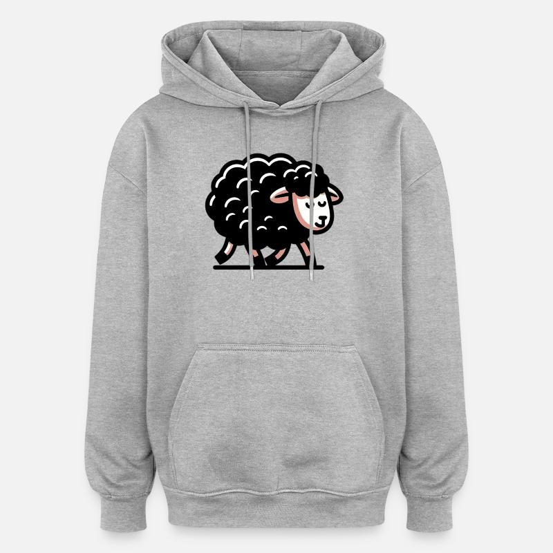 Czarna owca - Bluza z kapturem oversize typu unisex - szary melanż