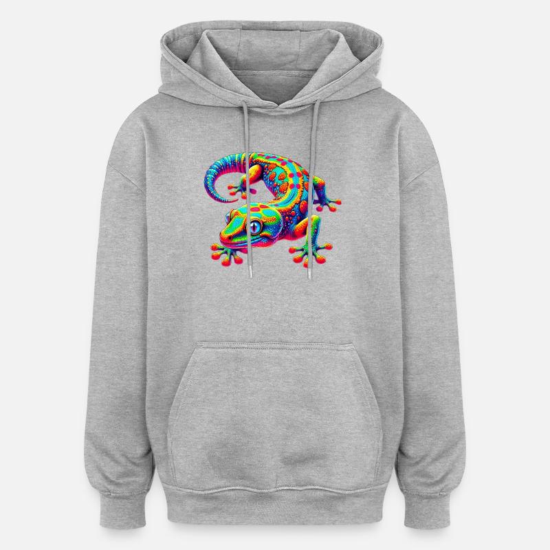 Gecko - Sweat à capuche oversize unisexe - gris chiné