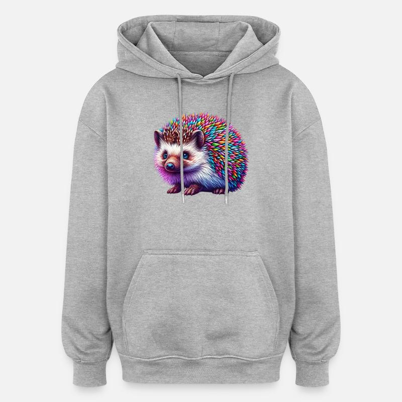 Hérisson - Sweat à capuche oversize unisexe - gris chiné