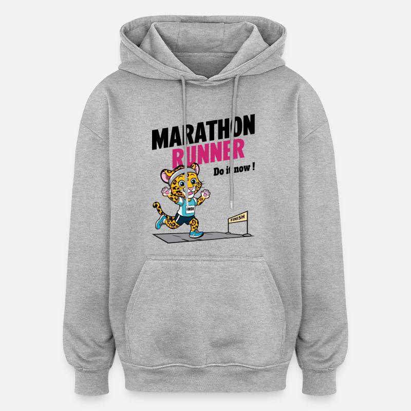 Leopard Marathon Läufer - Oversized Unisex Hoodie - Grau meliert