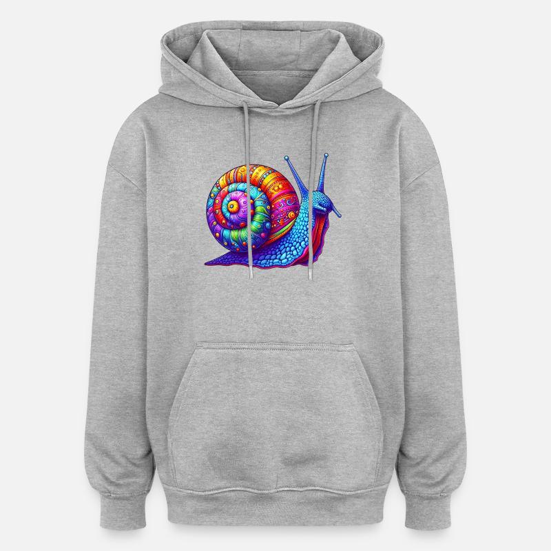 Escargot - Sweat à capuche oversize unisexe - gris chiné