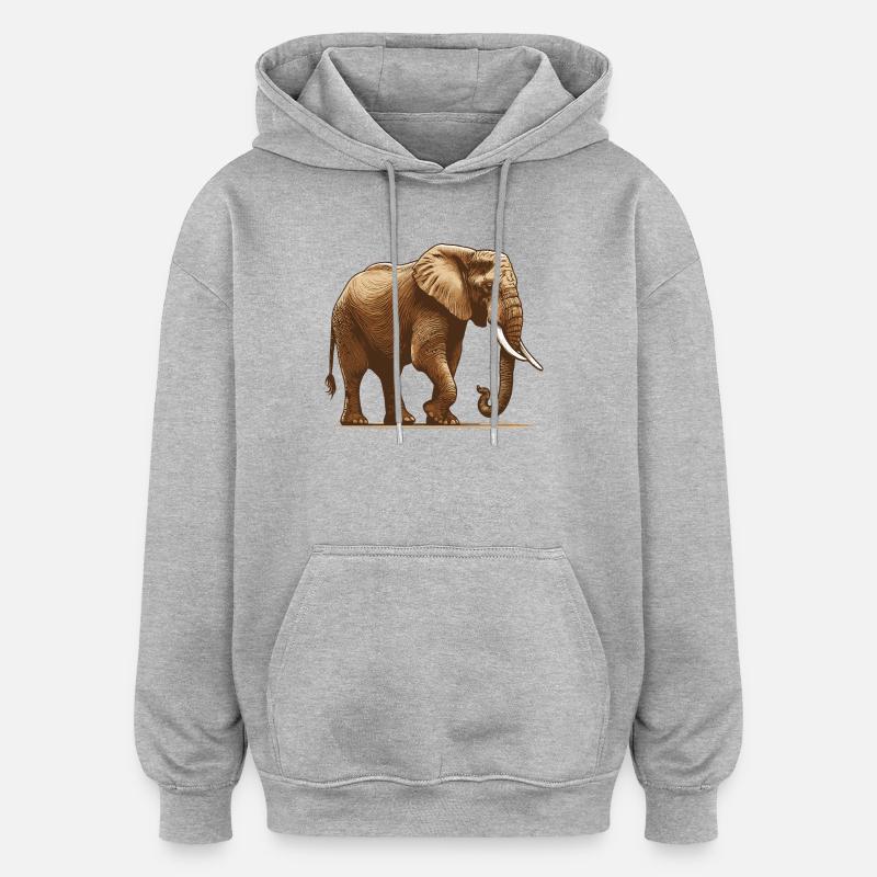 Éléphant - Sweat à capuche oversize unisexe - gris chiné