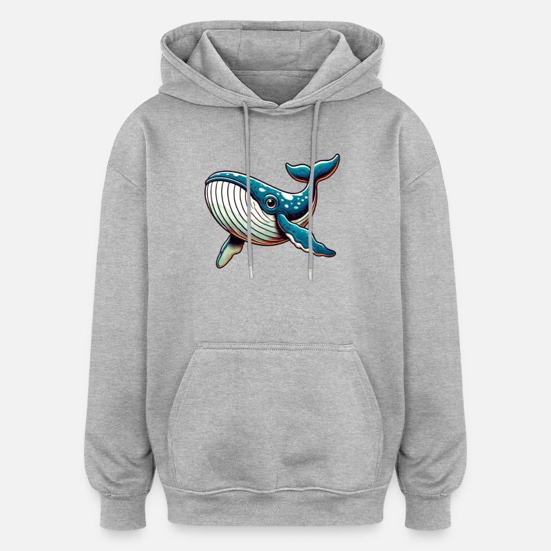 Baleine - Sweat à capuche oversize unisexe - gris chiné