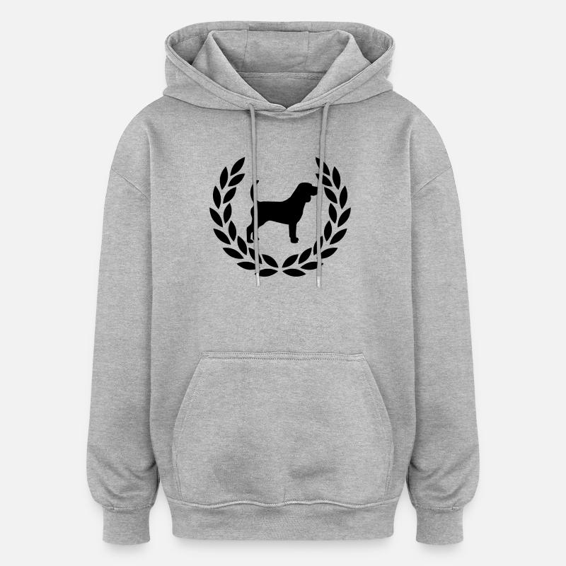 Beagle mit Lorbeerkranz - Oversized Unisex Hoodie - Grau meliert