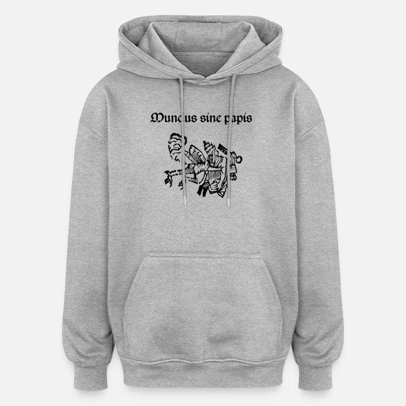 Mundus sine papis - Sweat à capuche oversize unisexe - gris chiné