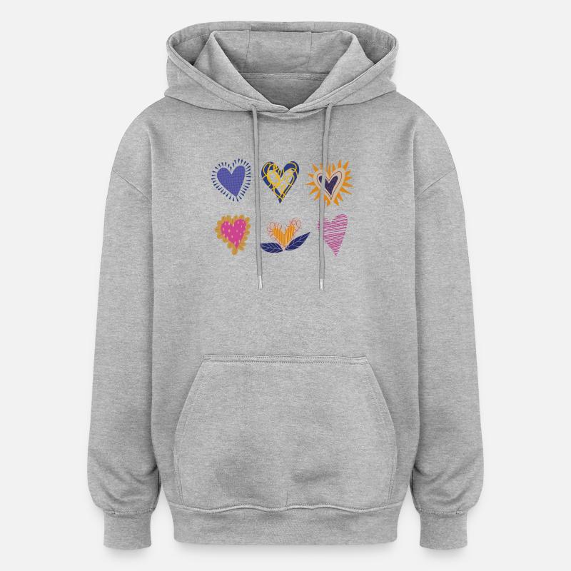 Des cœurs pour tout le monde - Sweat à capuche oversize unisexe - gris chiné