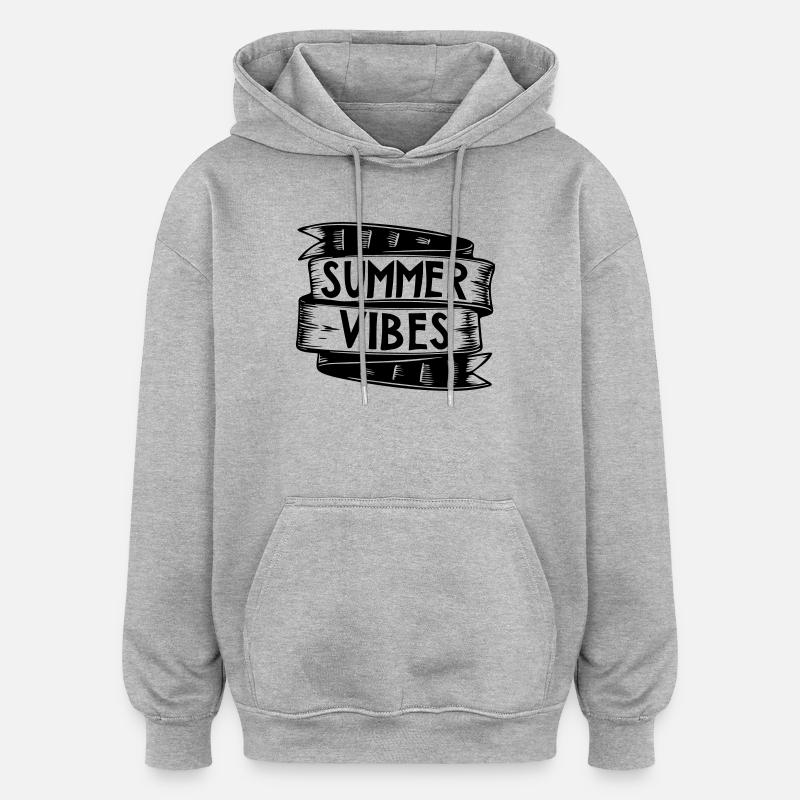 Ambiance estivale | Graphique vectoriel - Sweat à capuche oversize unisexe - gris chiné