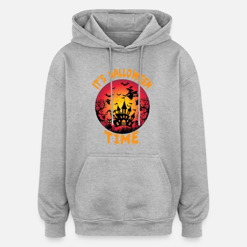 C’est l’heure d’Halloween Design - Sweat à capuche oversize unisexe - gris chiné