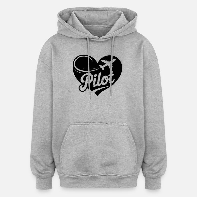 Conception de cœur pilote - Sweat à capuche oversize unisexe - gris chiné