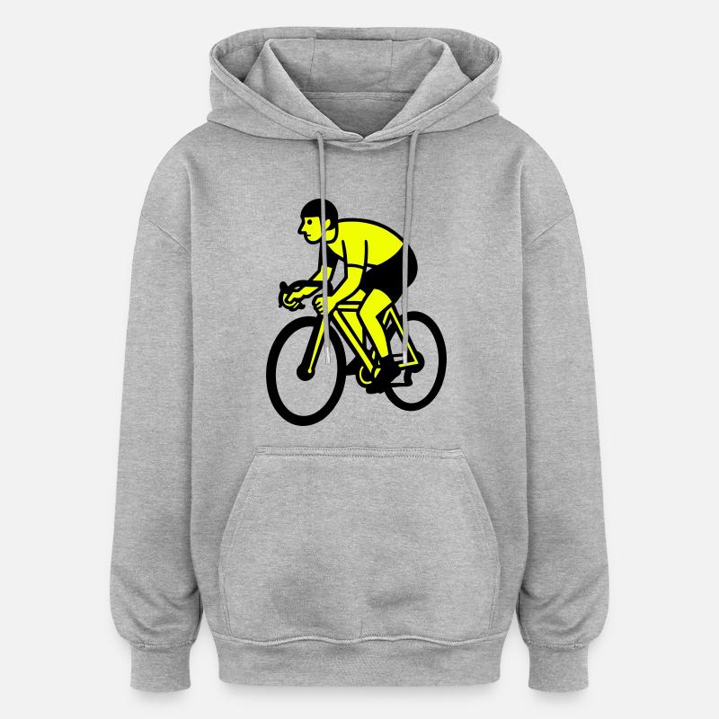 Neonrad Silhouette Radfahrer - Oversized Unisex Hoodie - Grau meliert