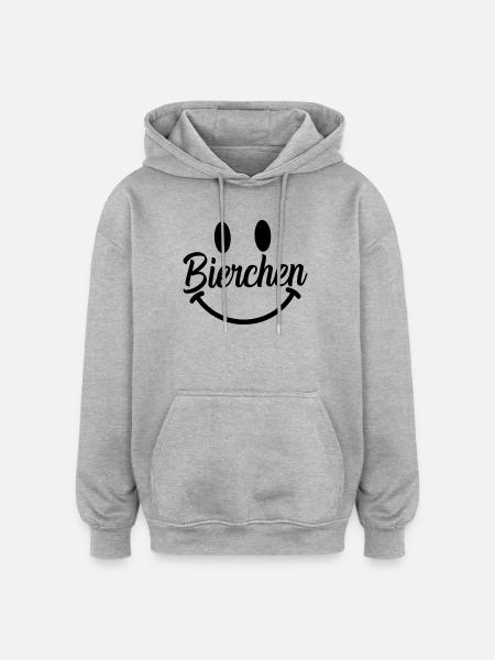 Smile Bierchen - Oversized Unisex Hoodie - Grau meliert