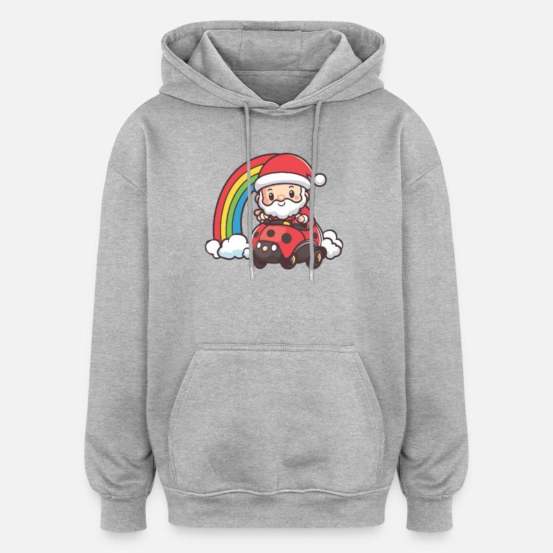 Noël du Père Noël Coccinelle - Sweat à capuche oversize unisexe - gris chiné