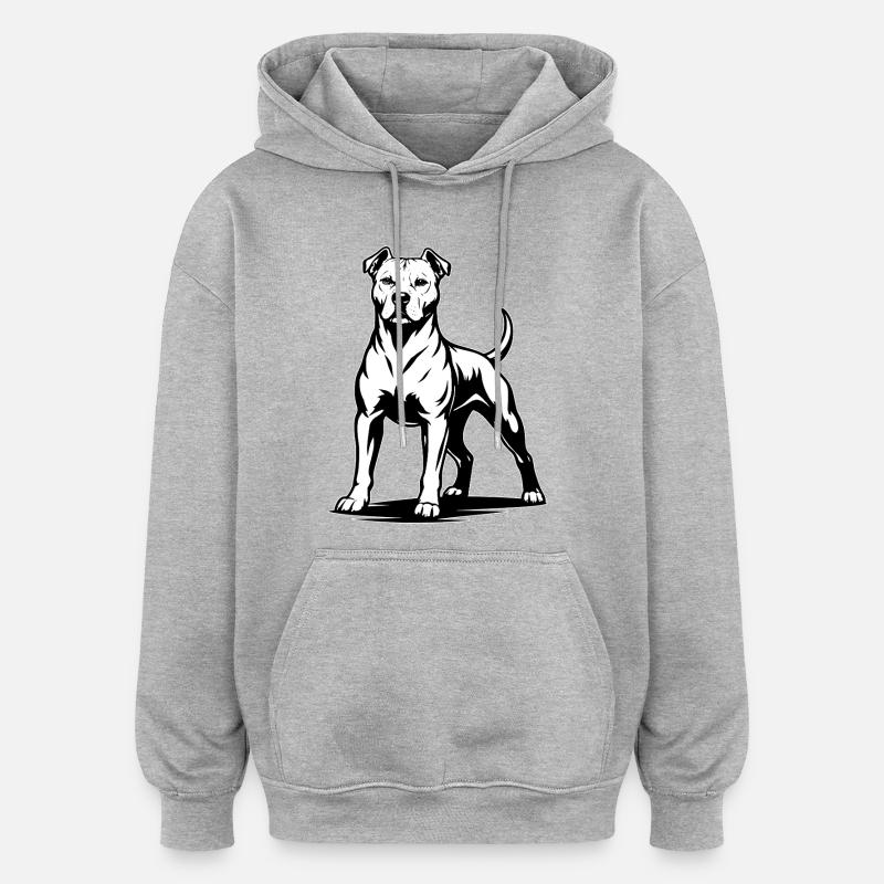 Pitbull dans une pose fière - Sweat à capuche oversize unisexe - gris chiné