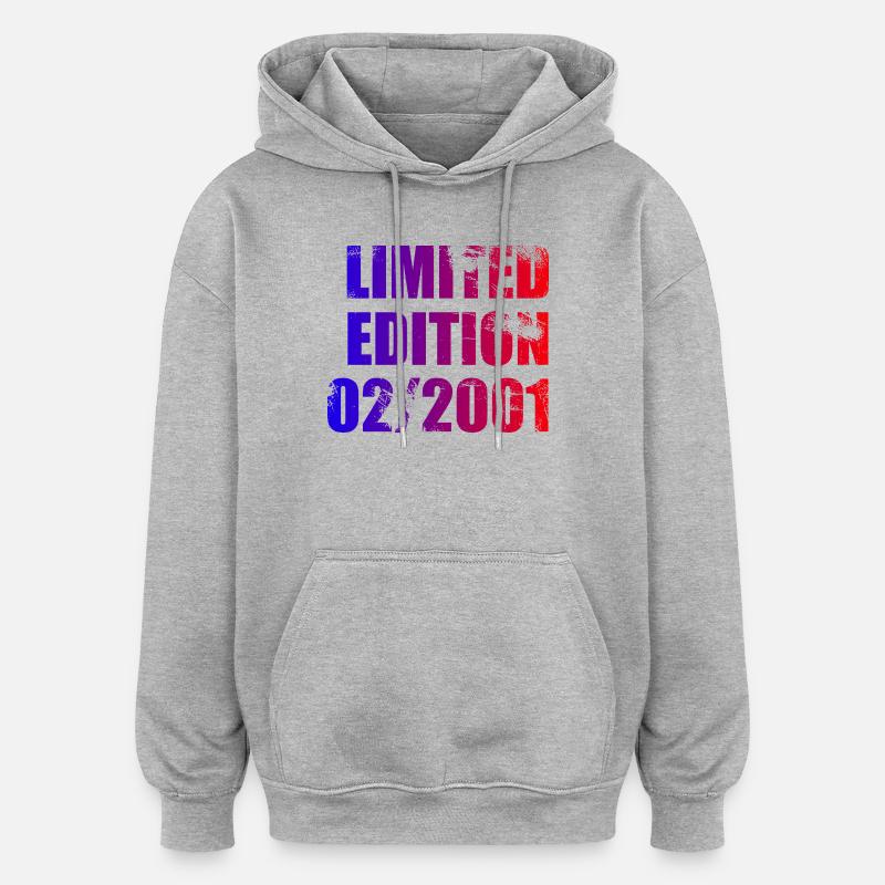25e anniversaire Édition Limitée 02/2001 - Sweat à capuche oversize unisexe - gris chiné