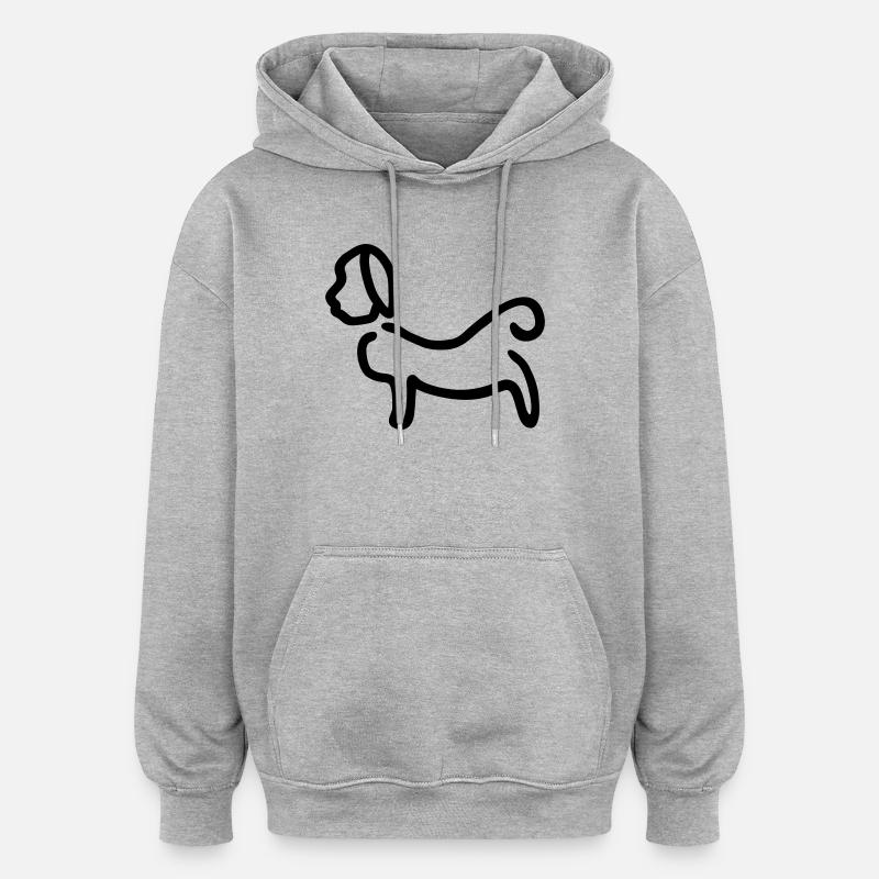 Hund_Silhouette - Sweat à capuche oversize unisexe - gris chiné