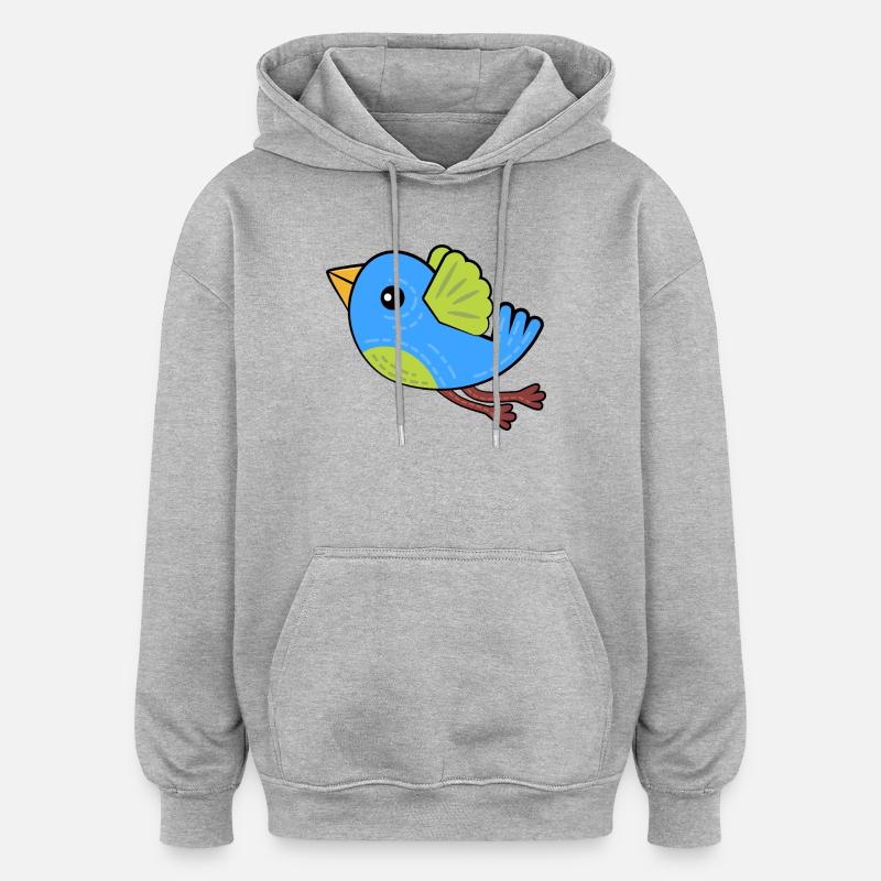 Petit Oiseau Bleu - Sweat à capuche oversize unisexe - gris chiné