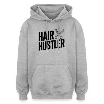 Haar-Hustler - Oversized Unisex Hoodie - Grau meliert - Vorne - Noah (186cm)