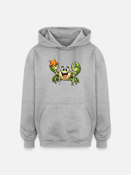 Krebs mit Seestern - Oversized Unisex Hoodie - Grau meliert