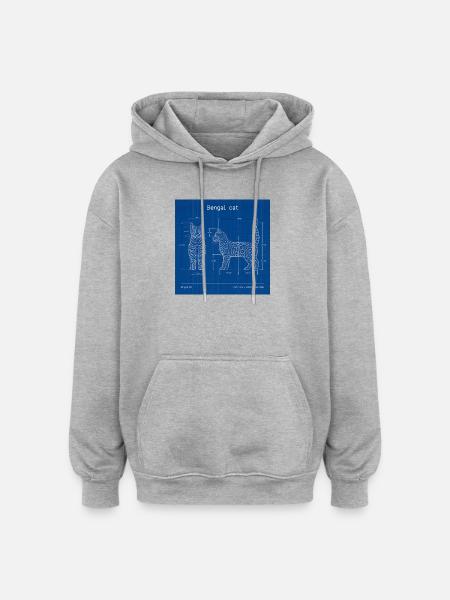 Technical Cats Illustration - Oversized Unisex Hoodie - heather grey