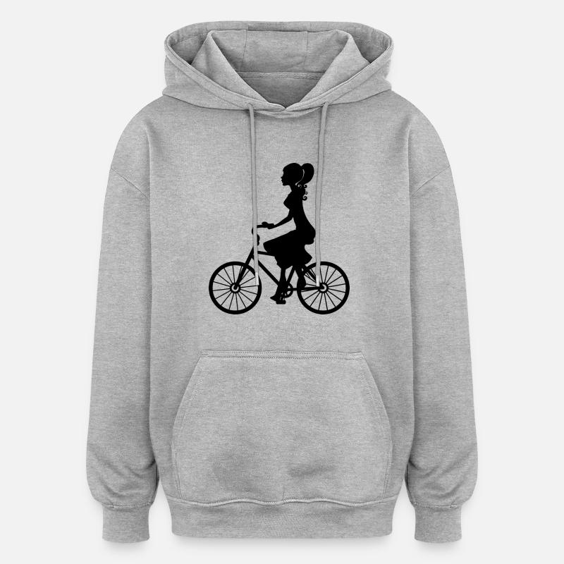 Fahrrad Mädchen - Oversized Unisex Hoodie - Grau meliert