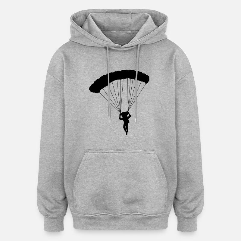 parachute parachuting skydiver - Sweat à capuche oversize unisexe - gris chiné