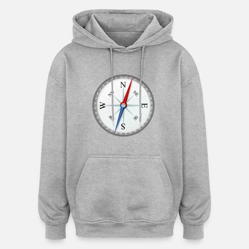 kompas - Oversize unisex hoodie - grå meleret