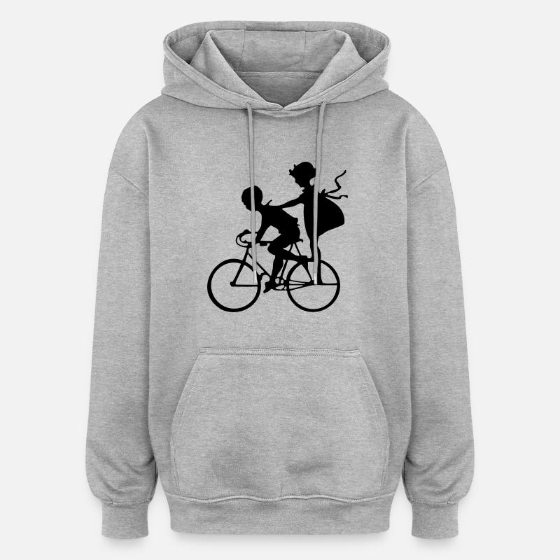 Les enfants sur le vélo - Sweat à capuche oversize unisexe - gris chiné