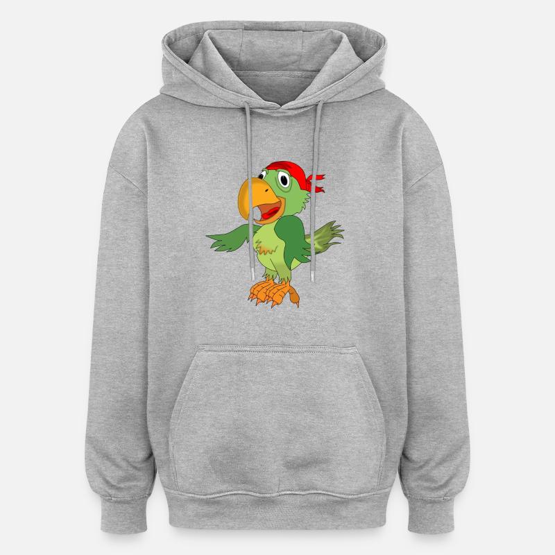 perroquet - Sweat à capuche oversize unisexe - gris chiné