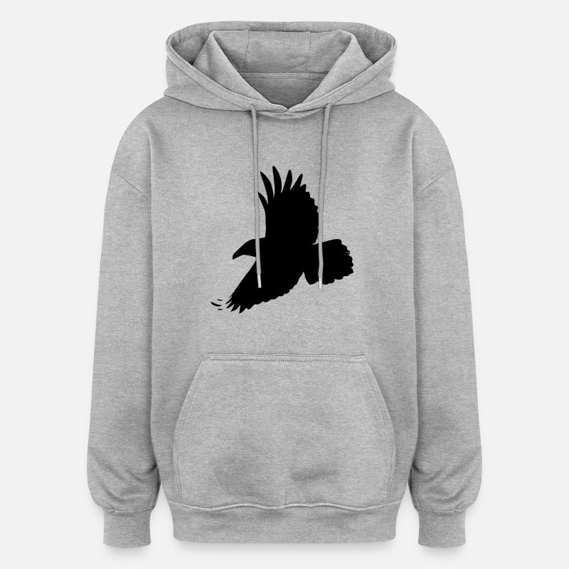 Corbeau - Sweat à capuche oversize unisexe - gris chiné