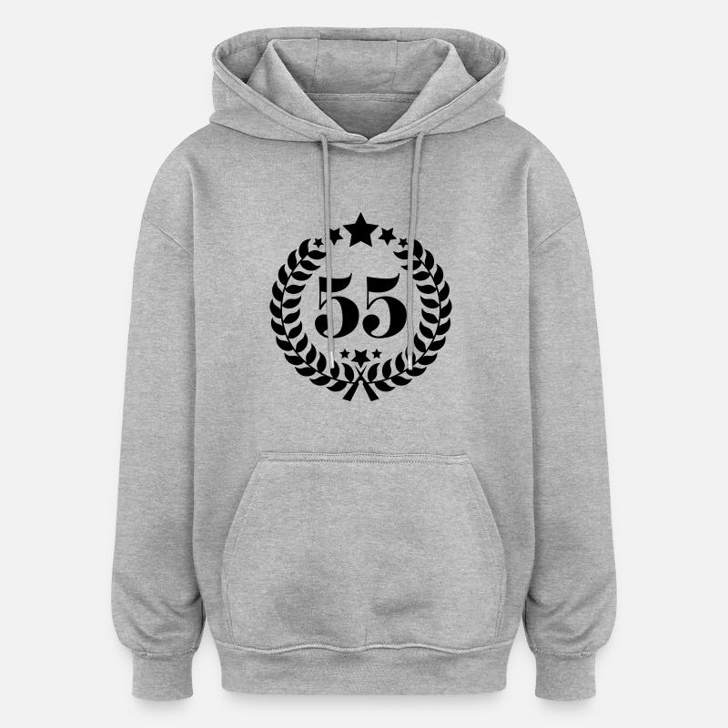 55ter numéro de bague d'anniversaire de 55 ans - Sweat à capuche oversize unisexe - gris chiné