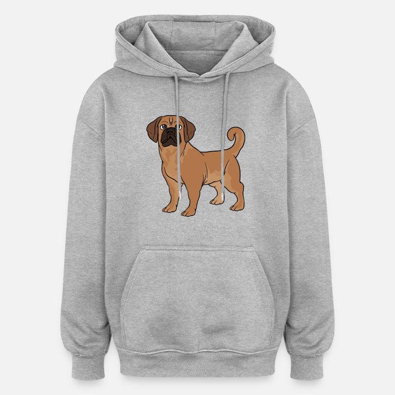 Puggle beagle carlin - Sweat à capuche oversize unisexe - gris chiné