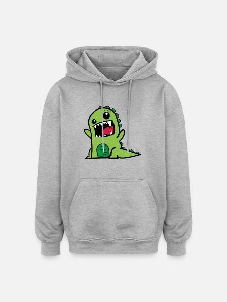 kleines grünes Monster - Oversized Unisex Hoodie - heather grey