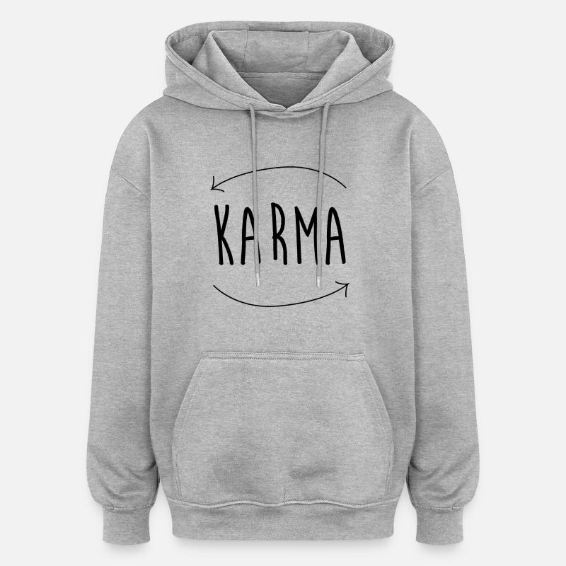 Karma flèches - Sweat à capuche oversize unisexe - gris chiné