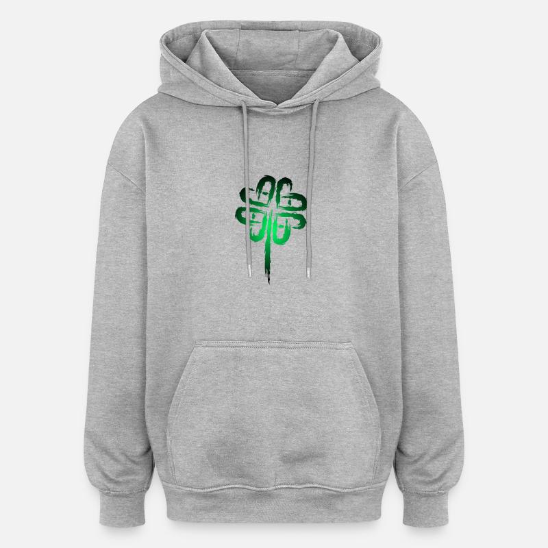 Symbole de trèfle Symboles celtiques - Sweat à capuche oversize unisexe - gris chiné